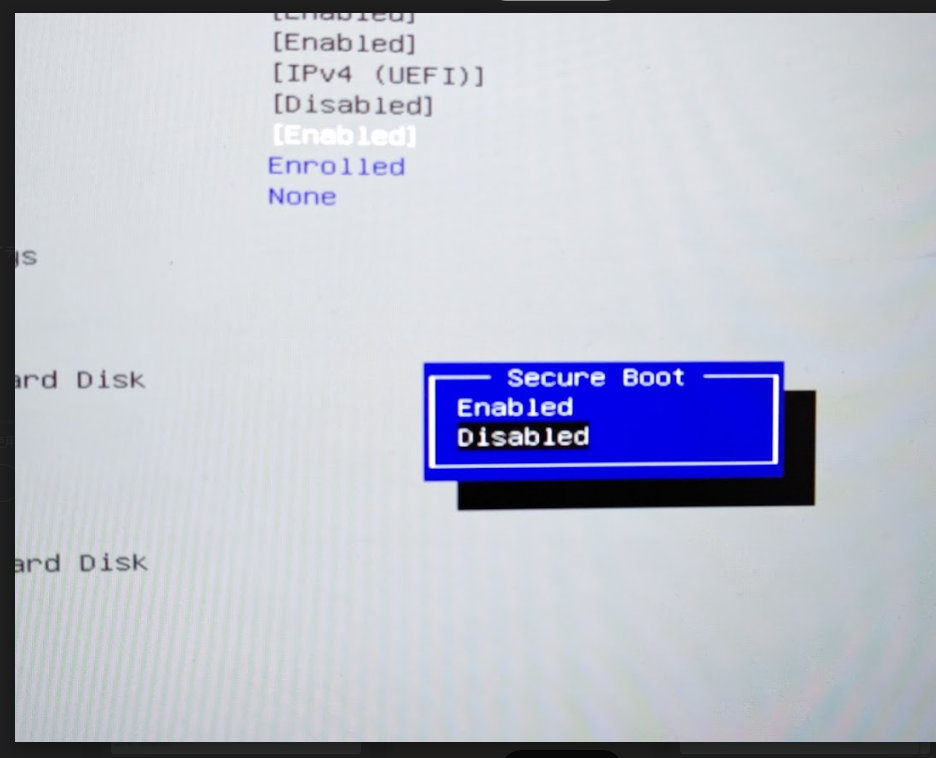 OMEN by HP 17 Secure Boot = Disabledに変更